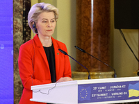 President of the European Commission Ursula von der Leyen has a speech after the Summit session in Kyiv, Ukraine, October 12, 2021.The 23rd...