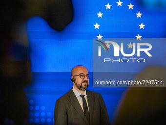 Charles Michel, President of the European Council, in  the 23rd Ukraine-EU Summit in Kiev. (