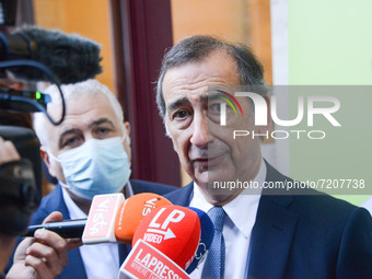 Beppe Sala during the News The mayor of Milan, Beppe Sala, meets the candidate for president of the second municipality of Rome and the cand...