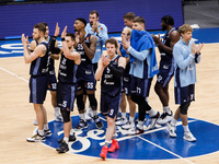 Zenit players celebrate victory during the EuroLeague Basketball match between Zenit St. Petersburg and FC Bayern Munich on October 14, 2021...