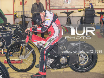 
Richie Worrall prepares his machine during the SGB Premiership Grand Final 2nd leg between Peterborough and Belle Vue Aces at East of Engla...