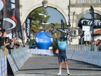Alexey Lutsenko of Kazakhstan and Astana Team celebrates as he wins the Serenissima Gravel, the 132.1km bicycle pro gravel race from Lido di...