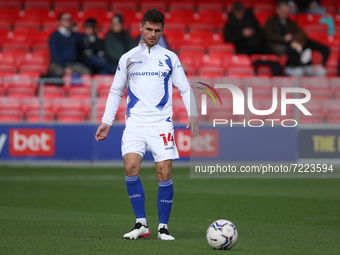 Gavan Holohan of Hartlepool United warms up during the Sky Bet League 2 match between Salford City and Hartlepool United at Moor Lane, Salfo...