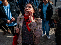 A Chilean woman is shouting slogans against the President of Chile, during the demonstration on the second anniversary of the Chilean social...