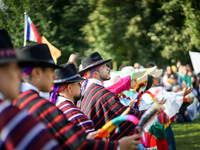People celebrating 'Indigenious people day' at Nelson Mandela Parc  in Amsterdam, Netherlands, on October 16, 2021. (