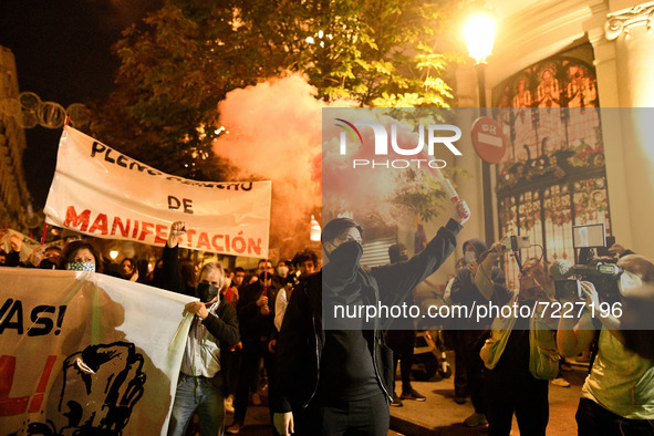 Demonstration against repressive laws  in central Madrid on 16th October, 2021. 