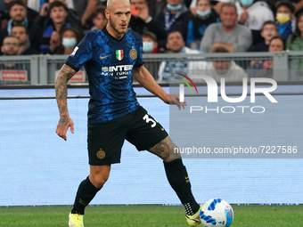 Federico Dimarco of Fc Internazionale Milano during the Serie A match between Ss Lazio and Fc Internazionale Milano on  October 16, 2021 sta...