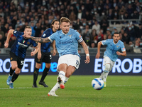 Ciro Immobile of Ss Lazio score the goal on penalty during the Serie A match between Ss Lazio and Fc Internazionale Milano on  October 16, 2...
