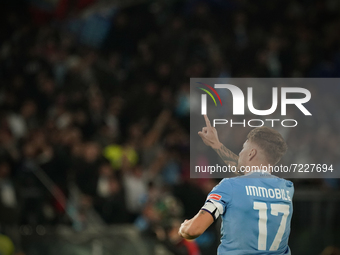 Ciro Immobile of Ss Lazio celebrate the goal on penalty during the Serie A match between Ss Lazio and Fc Internazionale Milano on  October 1...