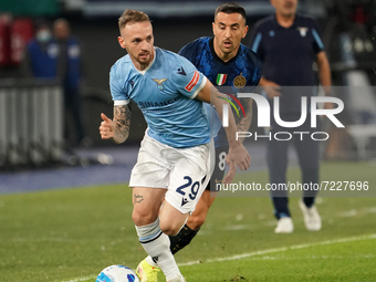 Manuel Lazzari of Ss Lazio during the Serie A match between Ss Lazio and Fc Internazionale Milano on  October 16, 2021 stadium 