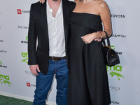 Director K. Asher Levin and wife/stylist Molly Levin arrive at the Environmental Media Association (EMA) Awards Gala 2021 held at GEARBOX LA...
