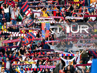 fans of Bologna FC during the Italian football Serie A match Udinese Calcio vs Bologna FC on October 17, 2021 at the Friuli - Dacia Arena st...
