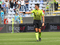 Matteo Marchetti, Arbitro, Referee, during the Italian football Serie A match Cagliari Calcio vs UC Sampdoria on October 17, 2021 at the Uni...