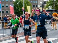 Runners passing by the Rijksmuseum during the last kilometers of the TCS Amsterdam marathon, on October 17th, 2021. (