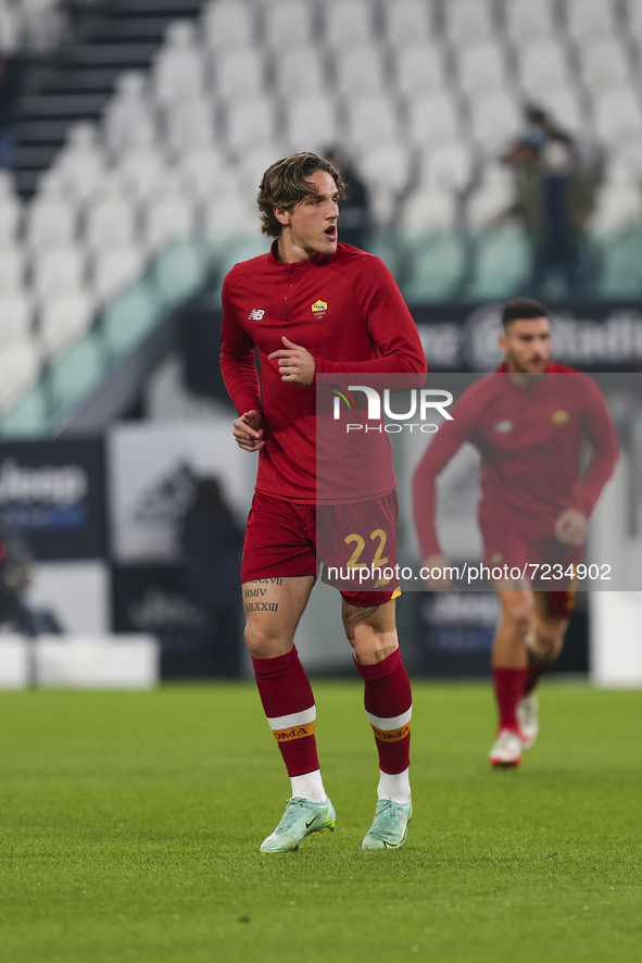Nicolò Zaniolo of AS Roma during the match between Juventus FC and AS Roma on October 17, 2021 at Allianz Stadium in Turin, Italy. Juventus...