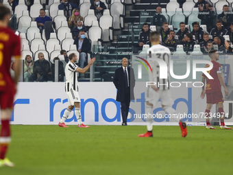 Massimiliano Allegri, head coach of Juventus FC, during the match between Juventus FC and AS Roma on October 17, 2021 at Allianz Stadium in...