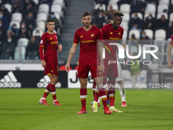 Bryan Cristante of AS Roma during the match between Juventus FC and AS Roma on October 17, 2021 at Allianz Stadium in Turin, Italy. Juventus...