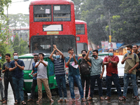 Students, teachers and Hindu organizations blocked shahbagh square as they protest against vandalism of temples and mandaps during Durga Puj...