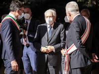 President of the Italian Republic Sergio Mattarella visiting the Villa del Gombo in Pisa, Italy, on October 18, 2021. President Sergio Matta...