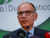 Enrico Letta at the press conference comments on the results of the ballots in Rome and in other Italian municipalities during the News Robe...
