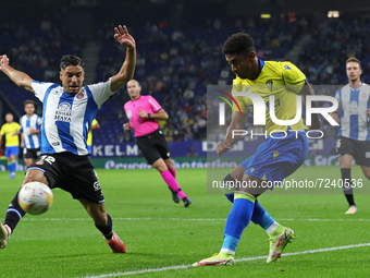 Anthony Lozano and Oscar Gil during the match between RCD Espanyol and Cadiz CF, corresponding to the week 9 of the Liga Santander, played a...