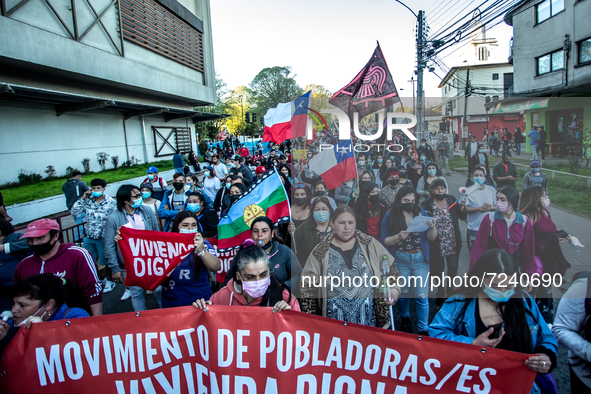 Osorno, Chile. October 18, 2021.-
With a Massive demonstration, the two years of the social outbreak are commemorated., in Osorno, Chile.
 