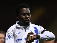 BRADFORD, UK. OCT 19TH   Mike Fondop-Talom of Morecambe warms up during the Sky Bet League 2 match between Bradford City and Hartlepool Unit...