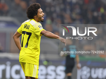 Bruno of FC Sheriff Tiraspol gestures during the UEFA Champions League 2021/22 Group Stage - Group D football match between FC Internazional...