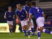 Oldham Athletic's Hallam Hope celebrates scoring his side's first goal of the game during the Sky Bet League 2 match between Oldham Athletic...