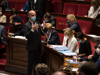 Jean-Michel Blanquer, Minister of Education, responds to the intervention concerning Samuel Paty and the safety of teachers in France, in Pa...