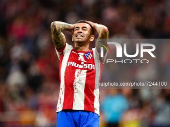 Angel Correa during UEFA Champions League match between Atletico de Madrid and Liverpool FC at Wanda Metropolitano on October 19, 2021 in Ma...