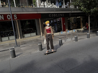 A skater on 16 de Septiembre Street in Mexico City's Historic Centre, during the COVID-19 emergency and the official return to the green epi...
