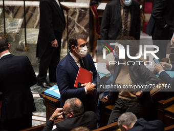 Christophe Castaner, MP for the Republique en Marche and former Minister of the Interior,  during the question session with the government a...