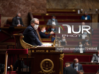 Richard Ferrand, President of the National Assembly, during the question session with the government at the National Assembly, in Paris, 19...