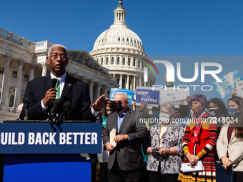 Congressman Donald McEachin (D-VA) speaks during a press conference by House Speaker Nancy Pelosi and other Democratic Representatives with...