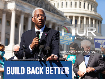 Congressman Donald McEachin (D-VA) speaks during a press conference by House Speaker Nancy Pelosi and other Democratic Representatives with...