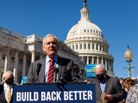 Congressman Lloyd Doggett (D-TX) speaks during a press conference by House Speaker Nancy Pelosi and other Democratic Representatives with le...