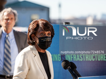 Rep. Maxine Waters (D-CA) speaks during a press conference on the crisis caused by a shortage of housing in the United States. (