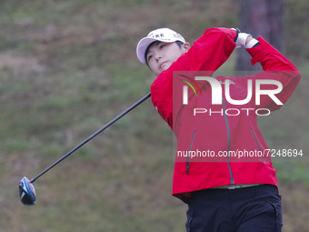 Sung Hyun Park of South Korea action on the 2th green during an BMW LADIES CHAMPIONSHIP at BMW International GC in Busan, South Korea. (