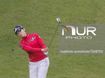 Hyun Kyung Park of South Korea action on the 2th green during an BMW LADIES CHAMPIONSHIP at BMW International GC in Busan, South Korea. (