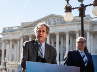 Senator Sherrod Brown (D-OH) speaks at a press conference on the crisis caused by a shortage of housing in the United States. (
