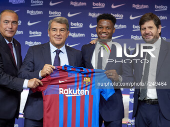 Ansu Fati during his contract renewal signing ceremony  as a FC Barcelona player in Barcelona, on October 21, 2021

 (