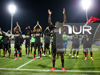 Team of Rennes celebrate after the match of the UEFA Europa Conference League group G match between SC Mura and Rennes at Ljudski Vrt on Oct...