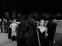 (EDITORS NOTE: Image has been converted to black and white.) Laura Adriani attends the red carpet of the movie 
