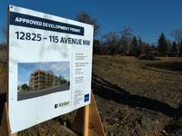 A sign that reads 'Approved Development Permit' 12825 - 115 Avenue NW.
Second phase of excavation work began today at the site of the former...
