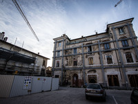 Damaged building in L'Aquila, Italy, on April 3, 2014. The fifth anniversary of the L'Aquila earthquake will be marked on 06 April 2014, com...