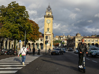 A view of the downtown of Bergamo, Italy on October 5, 2021.  (