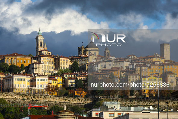 A view of the Upper City in Bergamo, Italy on October 5, 2021.  