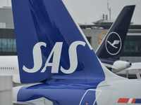 SAS and Lufthansa aircraft at Frankfurt Airport.
On Monday, October 18, 2021, in Frankfurt Airport, near Kelsterbach, Frankfurt am Main, Hes...