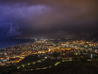 Lightnings during the storm in Terracina, Italy on August 11, 2015.  (